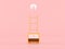 Abstract of minimal composition concept, small yellow cabinet with ladder and white balloon on pink background. 3D rendering