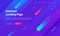 Abstract Minimal Geometric Stripe Layout Landing Page Design. Blue Futuristic Bright Cover Dynamic Concept for Website