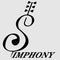 abstract minimal logo of symphonic music in the form of a cello and the inscription symphony