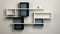 Abstract Minimalism Wall Shelves: Dark White And Dark Azure Shelving Unit