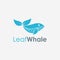 Abstract minimalist leaf and whale fish logo icon vector template