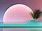 Abstract minimalistic contrast scene with geometric shapes. Green mint and pink 3D visualization AI