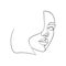 Abstract minimalistic linear sketch. Woman`s face.