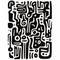 Abstract Moche Art: Bold Stencil Design With Robotic Motifs