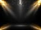 Abstract of mockup stage show in gradient black background with spotlights bokeh