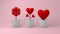 Abstract models valentines plant symbolic grow up in white shiny pots