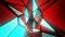 Abstract modern animation funnel from neon cyan and red glowing polygons, 3d motion graphic render, seamless loop