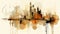 Abstract Modern City Cityscape In Dark Amber And Beige