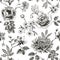 Abstract modern floral seamless pattern with hand drawn flower in Toile de jouy style. Retro elegance repeat print