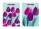 Abstract modern vivid floral motif for surface design. Cool spring pattern with geometric decorative violet and purple tulip flow