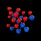 abstract molecule or atom red and bule for Science or medical black background 3Drendering