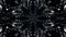 Abstract, monochrome symmetric pattern of feathers on black background, seamless loop. Kaleidoscopic abstract ovals