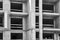 Abstract monochrome view of concrete slab shell building, detail shot