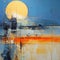 Abstract Moon And Sky Painting: Industrial Backlight With Elegant Cityscapes