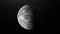 Abstract moon surface, rotating celestial body in outer space. Animation. Astronomical background of the moon, 3D grey