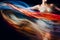 Abstract motion blur photograph of a dancer twirling with flowing fabric, creating a sense of movement and elegance. Generative AI