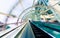 Abstract motion blur view through an escalator tunnel