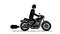 Abstract motorcyclist rides a classic motorcycle and waving his hand