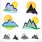 Abstract mountain hill symbol set