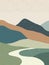 Abstract mountain landscape poster. Geometric landscape background in asian japanese style