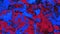Abstract movements of red and blue colored spots, digital marble