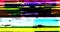 Abstract multi color realistic screen glitch flickering, analog vintage TV signal with bad interference and color bars, static