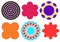 Abstract multi-colored, bright geometric shapes. Fashionable abstract minimalistic shapes, flowers, circles, stars