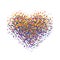 Abstract Multicolor splattered heart shape icon symbol. Art style spotted heart isolated