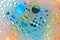 Abstract multicolor water oil soap bubbles