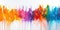 Abstract multicolored banner with colored oil streaks. Colorful paint dripping down on white background