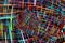 Abstract multicolored checkered fractals pattern. Comic background