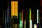 Abstract of multicolored city lights beams in motion, Moving col