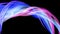 Abstract multicolored transparent ribbons move around on a black background. Motion graphics 3d looped background with