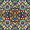 Abstract multitude of leaves and colorful flowers design Mirror Pattern. Pattern mirrored repeat for background. Generative AI