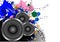 Abstract music speaker design vector background with copy-space for your design