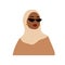 Abstract muslim woman in hijab. Faceless female portrait in sunglasses. Minimalist vector illustration in flat style
