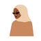 Abstract muslim woman in hijab. Faceless female portrait in sunglasses. Minimalist vector illustration in flat style