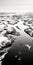 Abstract Naturalism: Aerial Black And White Photography Of Arctic Rivers And Icebergs