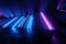 Abstract neon background blue purple neon. Modern design, trend interior, ultraviolet light, nightclub, luminous panels, stage