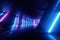 Abstract neon background blue purple neon. Modern design, trend interior, ultraviolet light, nightclub, luminous panels, stage