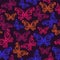 Abstract neon butterfly seamless pattern.