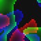 Abstract neon colorful pixel art overlapping shapes