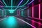 Abstract neon corridor. AI generative