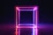 Abstract neon cube brightly shining in dark room. 3D rendered illustration