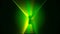 Abstract neon green keyhole icon and the tunnel of same figure silhouettes on black background. Animation. Concept of