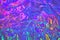 Abstract neon holographic metallic foil background in 80s, 90s style