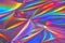 Abstract neon holographic metallic foil background in 80s, 90s style