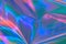 Abstract neon holographic metallic foil background in 80s, 90s style