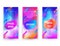 Abstract neon vibrant banners. Set of Vector cloud multicolored background.