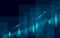 Abstract neutral business statistics chart growing graphs. Blue light glowing flat design. Finance economy diagram